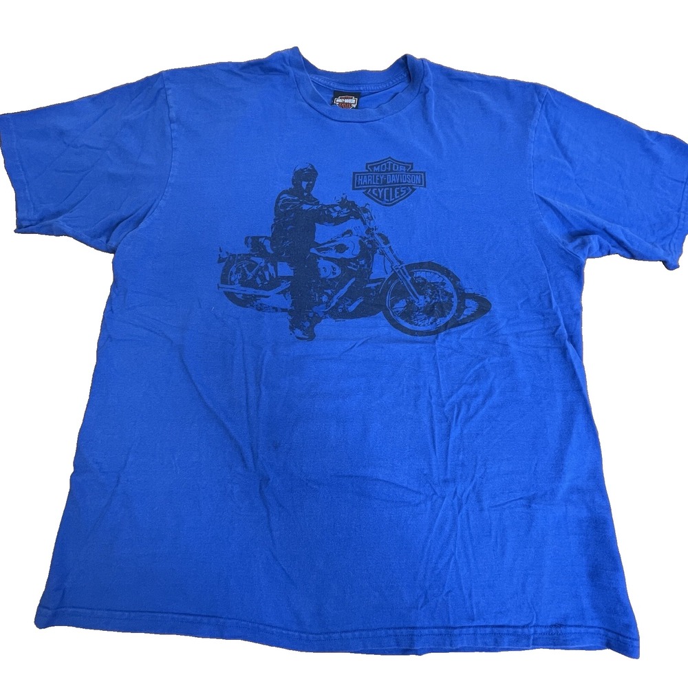 Harley Davidson Mens 2XL T-Shirt Blue Sturgis USA-made 2-Sided Graphics USA-made